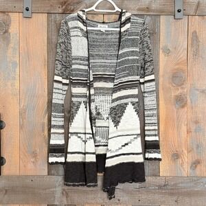 Mudd Boho‎ Hooded Knit Aztec Duster Cardigan Womens M Striped Y2K